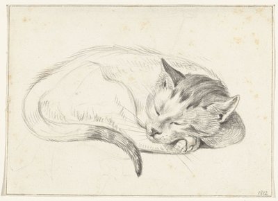 Zusammengerollte, schlafende Katze von Jean Bernard
