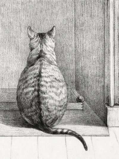 Sitzende Katze von hinten von Jean Bernard