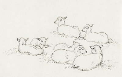 Sechs liegende Lämmer (1820) von Jean Bernard