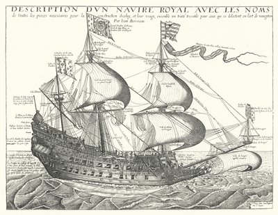 Französisches Kriegsschiff, um 1657 von Jean Boisseau