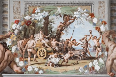 Der Triumphwagen des Bacchus, gezogen von Panthern und begleitet von Sileni und Bacchantinnen von Jean Boulanger