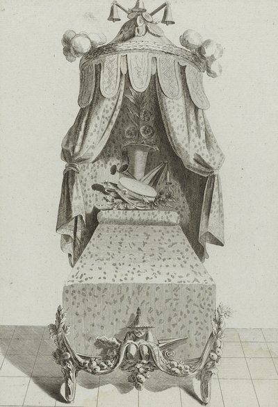 Lit à la Chinoise, veröffentlicht Mitte der 1770er Jahre (Gravur auf Büttenpapier) von Jean Charles (after) Delafosse
