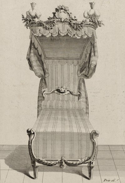 Lit à la Française, veröffentlicht Mitte der 1770er Jahre (Gravur auf Büttenpapier) von Jean Charles (after) Delafosse