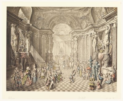 Ansicht eines Maskenballs, 1770-80 von Jean Charles Delafosse