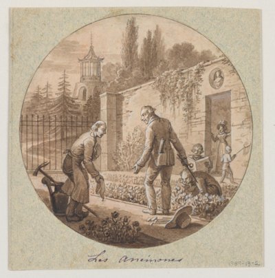 Design für einen bemalten Porzellanteller, Les Anémones für den Service de la Culture des Fleurs von Jean Charles Develly