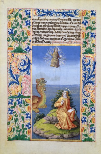 St. Johannes der Evangelist auf der Insel Patmos, aus dem Stundenbuch von Louis d