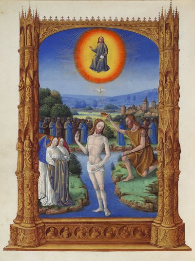 Très Riches Heures des Herzogs von Berry - Die Taufe Christi von Jean Colombe