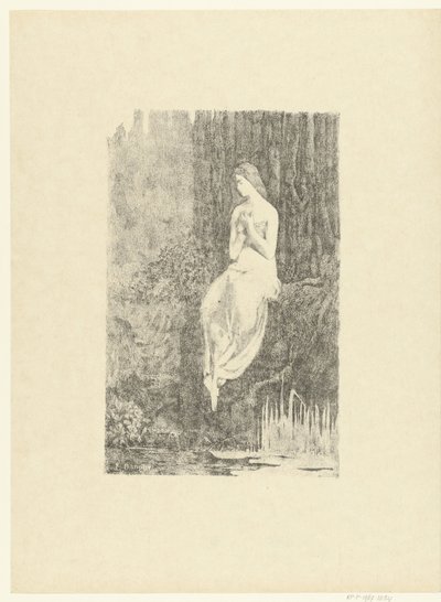 Halbnackte Frau am Wasser sitzend (Melancholie, L