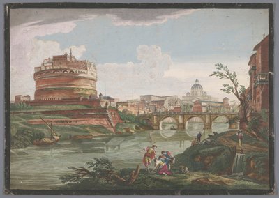 Ansicht der Engelsburg und der Engelsbrücke über den Tiber in Rom von Jean Daullé