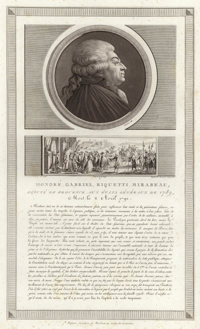 Porträt von Honore Gabriel Riqueti, comte de Mirabeau von Jean Duplessi Bertaux