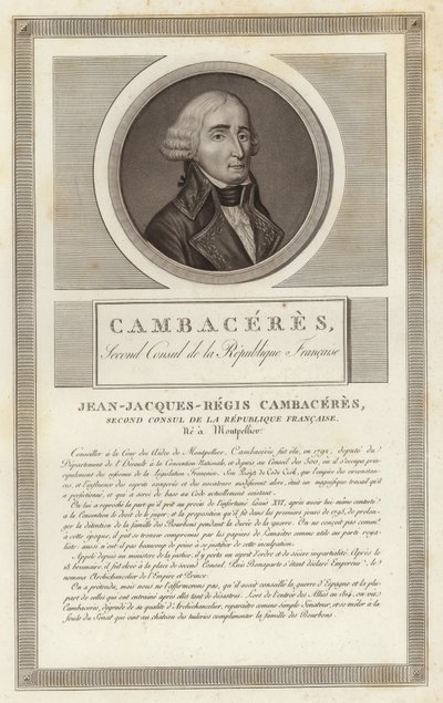 Porträt von Jean Jacques Regis de Cambaceres von Jean Duplessi Bertaux