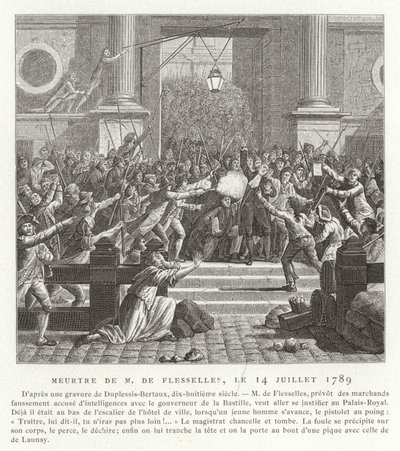 Der Mord an Jacques de Flesselles, Französische Revolution, 14. Juli 1789 von Jean Duplessis Bertaux