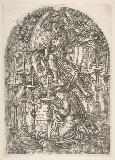 Der heilige Johannes sieht sieben goldene Leuchter, aus der Apokalypse von Jean Duvet