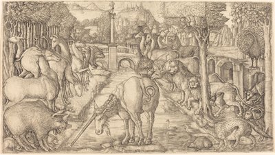 Das Einhorn reinigt das Wasser mit seinem Horn von Jean Duvet