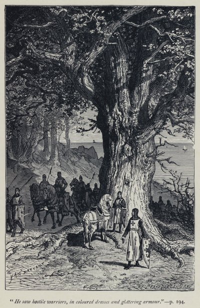 Er sah feindliche Krieger in bunten Kleidern und glänzenden Rüstungen von Jean Edouard Dargent
