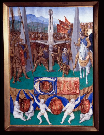 Das Martyrium des heiligen Petrus. Miniatur aus „Das Stundenbuch des Étienne Chevalier“ von Jean Fouquet (1420-1477/1481) von Jean Fouquet