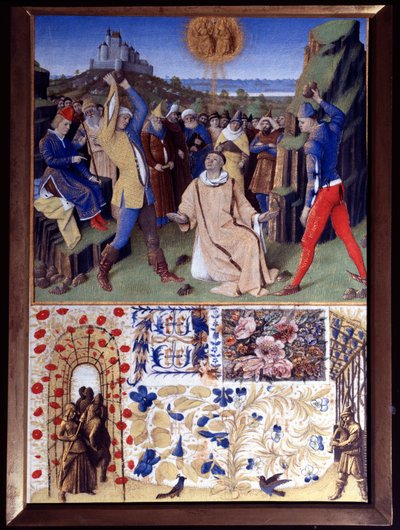 Das Martyrium des heiligen Stephanus durch Steinigung. Miniatur aus „Das Stundenbuch des Étienne Chevalier“ von Jean Fouquet (1420-1477/1481) von Jean Fouquet
