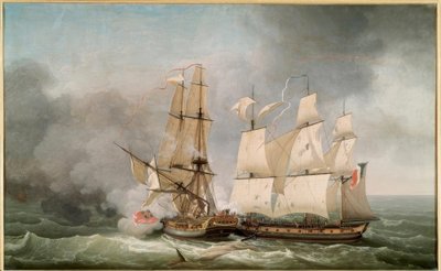 Kampf zwischen der französischen Korvette La Bayonnaise (...) von Jean Francois Hue