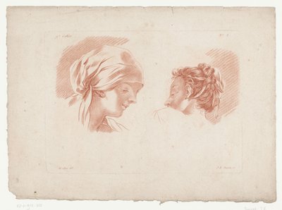 Zwei Frauenköpfe von Jean Francois Janinet