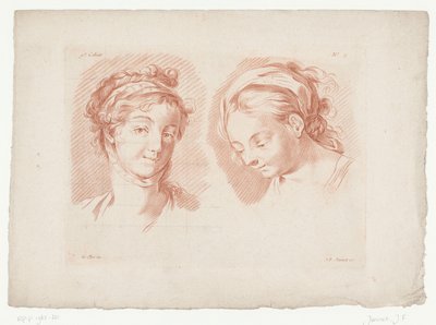 Zwei Frauenköpfe von Jean Francois Janinet