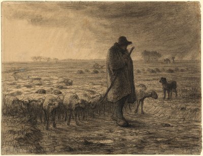 Hirte kehrt mit seiner Herde zurück von Jean Francois Millet