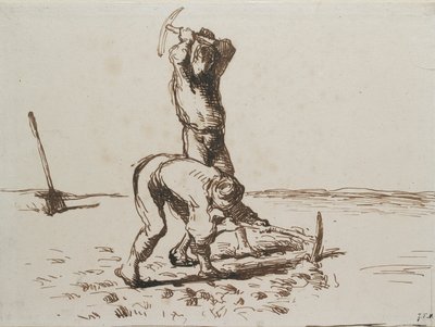 Zwei Bauern graben mit Spitzhacken, um 1844-1846 von Jean Francois Millet