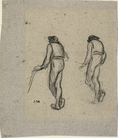 Zwei Skizzen eines Bauern, von hinten gesehen von Jean Francois Millet