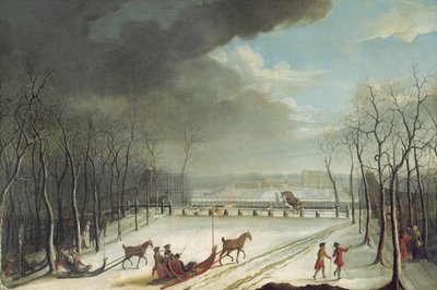 Der Prinz von Condé jagt in einem Schlitten, 1767 von Jean Francois Perdrix