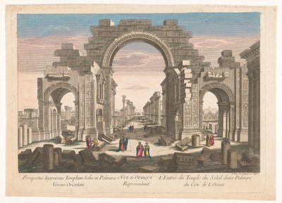 Ansicht der Ruine des Bogens der Kolonnade in Palmyra, von der Ostseite gesehen von Jean François Daumont