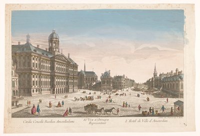 Ansicht des Rathauses und des Damms in Amsterdam von Jean François Daumont