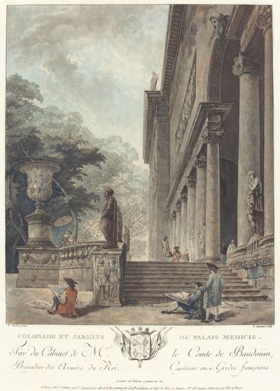 Kolonnade und Gärten des Medici-Palastes von Jean François Janinet after Hubert Robert