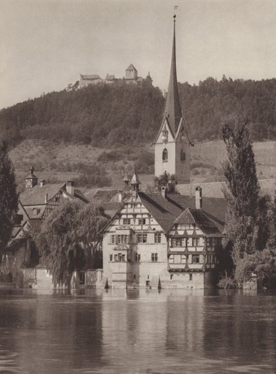 Schweiz: Stein am Rhein, das Kloster mit Blick auf Schloss Hohenklingen von Jean Gaberell