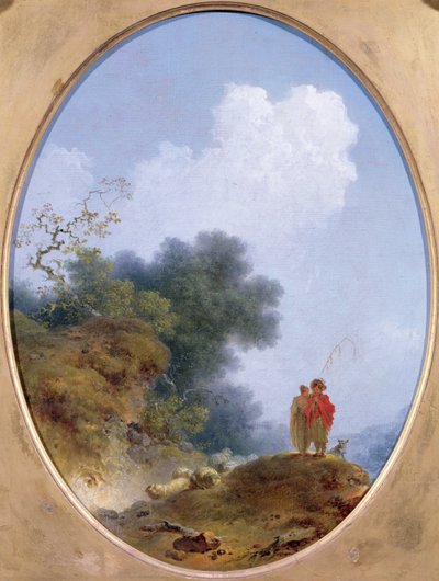 Ein Hirte spielt die Flöte, während ein Bauernmädchen zuhört, 1765 von Jean Honore Fragonard