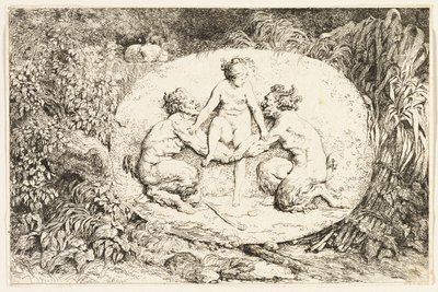 Nymphe auf den Händen von zwei Satyrn aus Bacchanales oder Satyrspiele von Jean Honore Fragonard