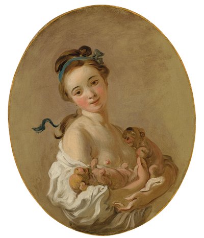 Junges Mädchen mit zwei Welpen, ca. 1770 von Jean Honore Fragonard