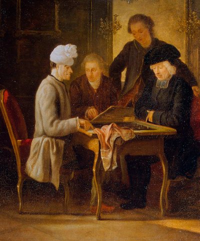 Voltaire an einem Schachtisch, zwischen 1750 und 1775 von Jean Huber