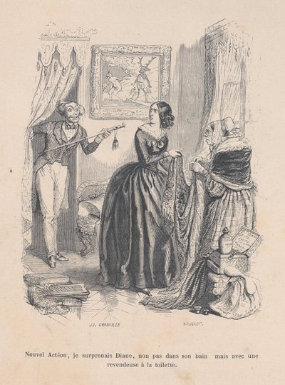 Als der neue Actaeon überraschte ich Diana, nicht in ihrem Bad, sondern mit einem Händler im Badezimmer..., 1843 von Jean Ignace Isidore Gérard