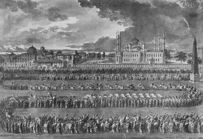 Prozession des Sultans auf dem Hippodrom von Jean Jacques Francois Le Barbier