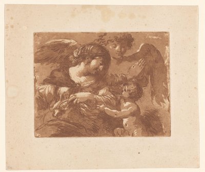 Mutter mit Kind und einem Schutzengel von Jean Jacques II Lagrenee