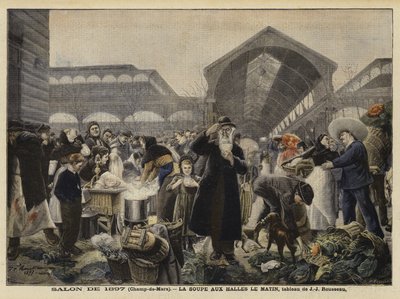 Suppenstand auf dem Les Halles Markt am Morgen von Jean Jacques Rousseau