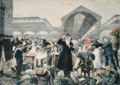 Suppenstand auf dem Les Halles Markt am Morgen, Illustration aus Le Petit Journal, 2. März 1897, graviert von Fortune-Louis Meaulle (1844-1901) von Jean Jacques after Rousseau