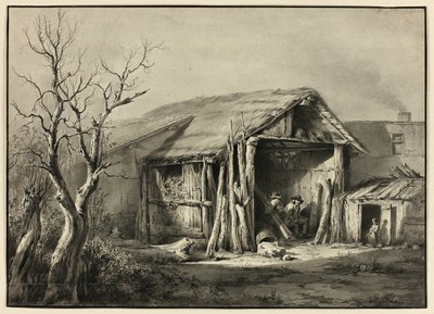 Ein Bauer sitzt in einem Schuppen von Jean Jacques de Boissieu