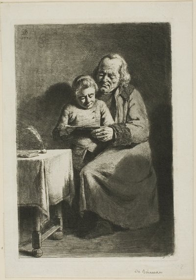 Alter Mann mit einem Jungen beim Lesen von Jean Jacques de Boissieu