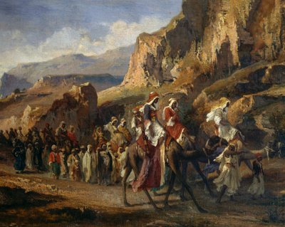 Karawanen überqueren die marokkanischen Berge von Jean Joseph Bellel