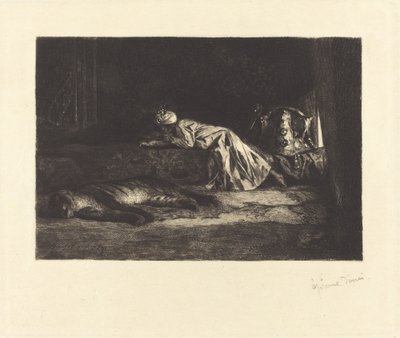 Orientalisches Interieur mit schlafendem Tiger von Jean Joseph Benjamin Constant