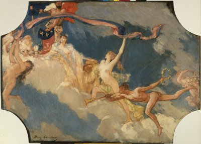 Skizze für den Festsaal des Hôtel de Ville de Paris: La Ville de Paris conviant le monde à ses fêtes von Jean Joseph Benjamin Constant