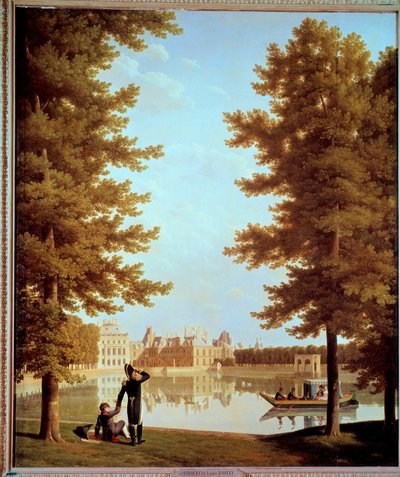 Spaziergang von Kaiser Napoleon I (1769-1821) und Marie Louise am Karpfenteich in Fontainebleau von Jean Joseph Bidault