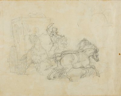 Eine von fünf Pferden gezogene Postkutsche von Jean Louis André Théodore Géricault