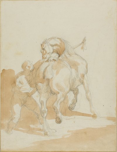 Stallbursche pflegt ein Pferd von Jean Louis André Théodore Géricault