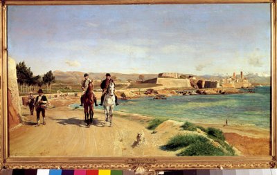 Antibes, der Ausritt. Der Künstler und sein Sohn Charles (1848-1917), Maler. von Jean Louis Ernest Meissonier